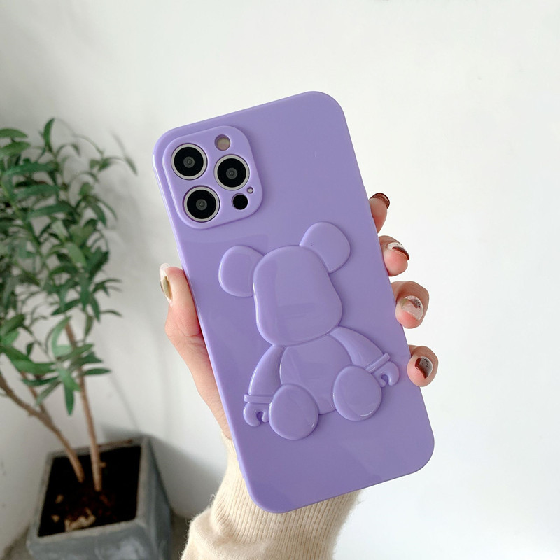 Detnye produkt er velegnet til Apple iPhone13Pro Leather Bear Solid Color Mobiltelefonkasse, linseopgradering Fuld beskyttelse mod ridser, antikollisionsbeskyttelsesdækning