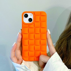 Velegnet til Apple iPhone 14/14 Pro-sag, alt inklusive efterårssikker mobiltelefon beskyttende læderkasse, rutet tredimensionel TPU-beskyttelsessag