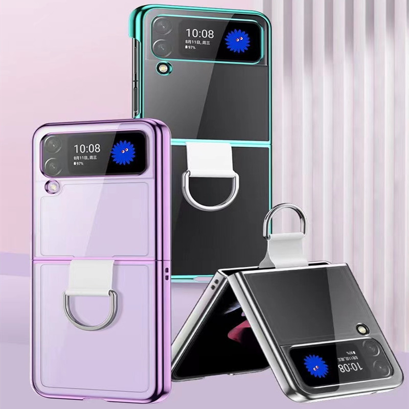Samsung zflip4 folde mobiltelefon sag, metal ring spænde mobiltelefon sag, en smart mobiltelefon beskyttelse sag, der kan foldes sammen